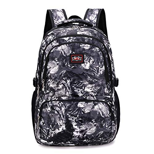 SHPEHP Schultaschen für Jungen Großer Rucksack für Mädchen im Teenageralter Multi Pocket Travel Activity Rucksäcke Herren Print Kinderrucksack Geeignet für die Klassen 1-6 (6-15 Jahre)-black von SHPEHP