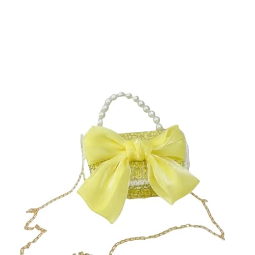 Crossbody Clutch New Korean Style Pearl Kid's Handbag Bow Princess Shoulder Messenger Bag Accessories Parent-Child Bag, Größe L, Gelb, A von SHPEHU