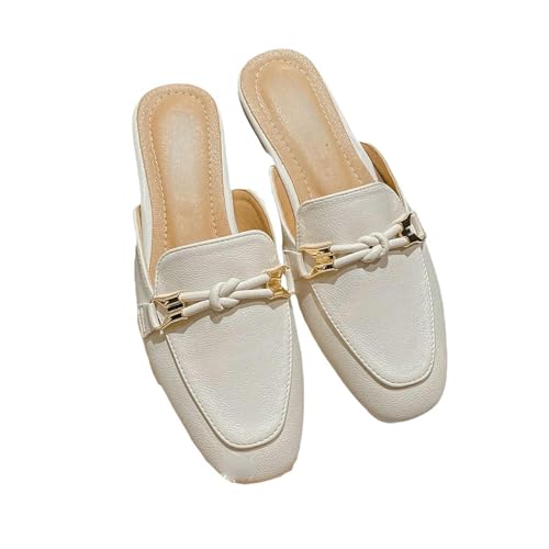 Fashion Sense Damen Halbschuhe Modische Lederhausschuhe, Beige., 39 EU von SHPEHU