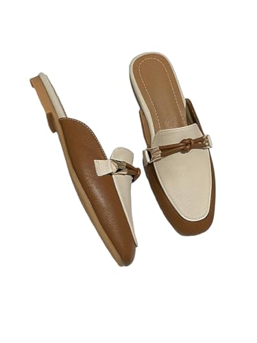 Fashion Sense Damen Halbschuhe Modische Lederhausschuhe, Beige., 43 EU von SHPEHU