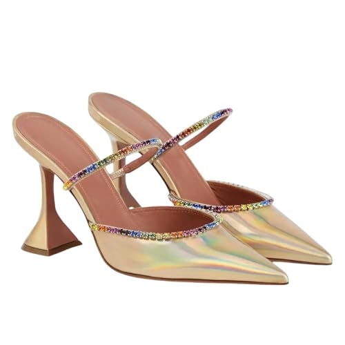Fashion Sense Damen Halbschuhe Strass Satin Glas Heels Hausschuhe, Größe A: 8 x 5 cm, 39 EU von SHPEHU