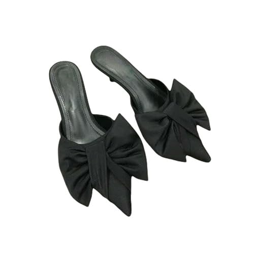 Fashion Sense Damen-Hausschuhe mit Pfennigabsatz und niedrigem Absatz, Schwarz, 5 cm, 38 EU von SHPEHU