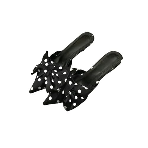 Fashion Sense Damen-Hausschuhe mit Pfennigabsatz und niedrigem Absatz, Schwarz, 5 cm, 40 EU von SHPEHU