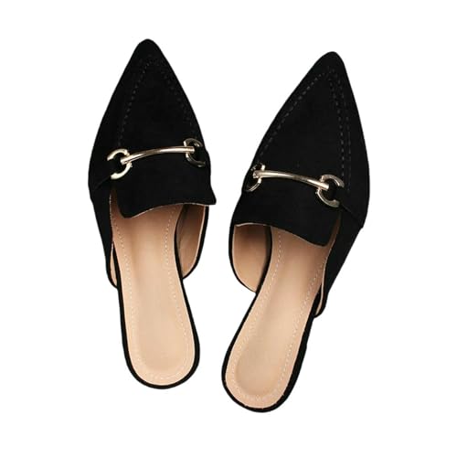 Fashion Sense Damen Pantoletten Spitze Hausschuhe Outdoor Mode Büro Freizeitschuhe, Schwarz , 42 EU von SHPEHU