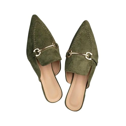 Fashion Sense Damen Pantoletten Spitze Hausschuhe Outdoor Mode Büro Freizeitschuhe, grün, 39 EU von SHPEHU