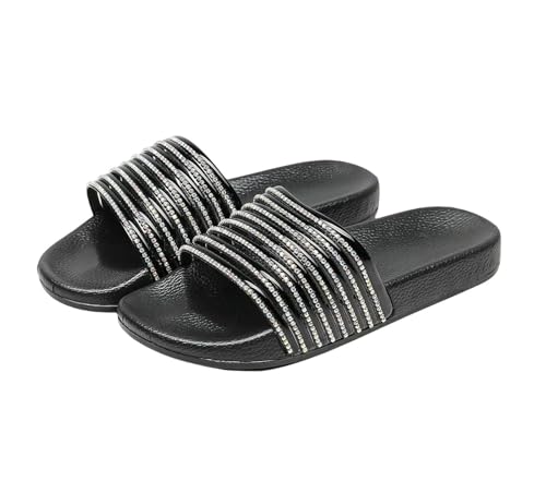 Fashion Sense Damen-Sommer-Flip-Flops, flache Strandschuhe, Outdoor-Sandalen, Schwarz , 36 EU von SHPEHU