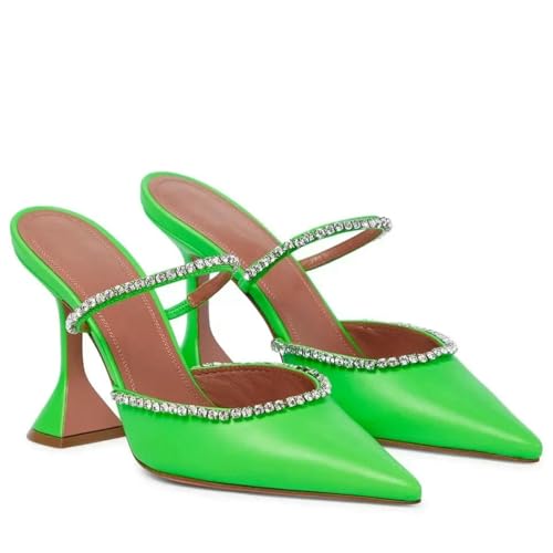 Fashion Sense Damen-Sommer-Sandalen mit spitzem Zehenbereich, Pailletten, Stiletto-Druck, Halbsandalen, Grün, 9 cm, 41 EU Fashion Sense Damen-Sommer-Sandalen mit spitzem Zehenbereich, Pailletten, Stiletto-Druck, Halbsandalen, Grün, 9 cm, 41 EU von SHPEHU