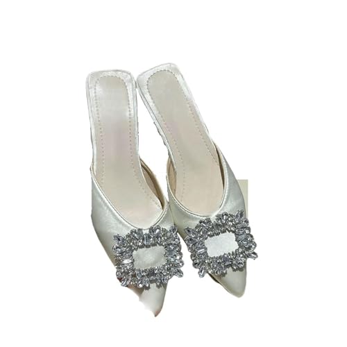 Fashion Sense Damenschuhe High Heels Mode Hochzeit Strass Spitz Zehen Sandalen, beige, 37 EU von SHPEHU