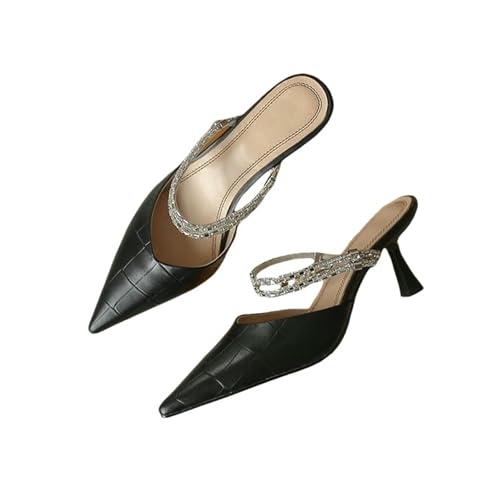 Fashion Sense Fashion Damen High Heels Hausschuhe Spitze Zehen Schuhe Weiblich Casual Slides Damen Pumps, Schwarz , 39 EU von SHPEHU