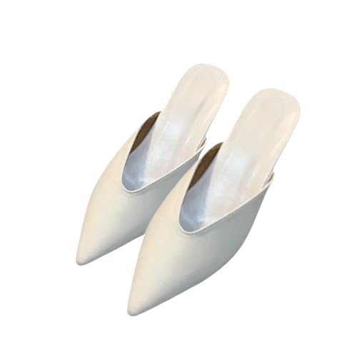 Fashion Sense Halbhausschuhe Damenschuhe Mode Temperament Chunky Hausschuhe Chunky Spitz Sandalen Schuhe, silber, 38 EU von SHPEHU