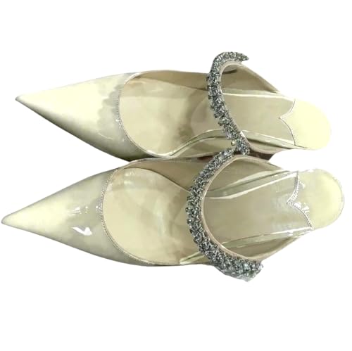 Fashion Sense Head Half Slippers Fashion High Heels Damen Sandalen One Word Sandalen, beige, 37 EU von SHPEHU