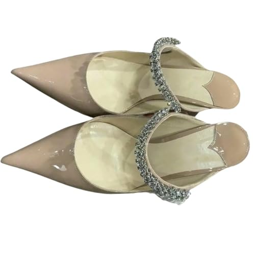 Fashion Sense Head Half Slippers Fashion High Heels Damen Sandalen One Word Sandalen, nude, 38 EU von SHPEHU