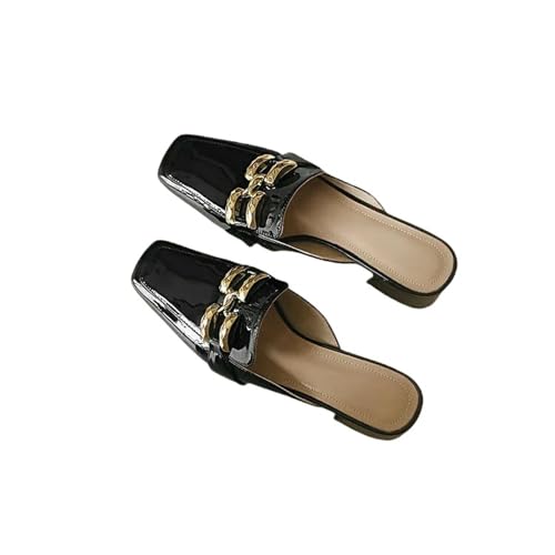 Fashion Sense modische Halbschuhe für Damen, Outdoor, mittelhoher Absatz, Sandalen mit quadratischem Absatz, Schwarz , 37 EU von SHPEHU