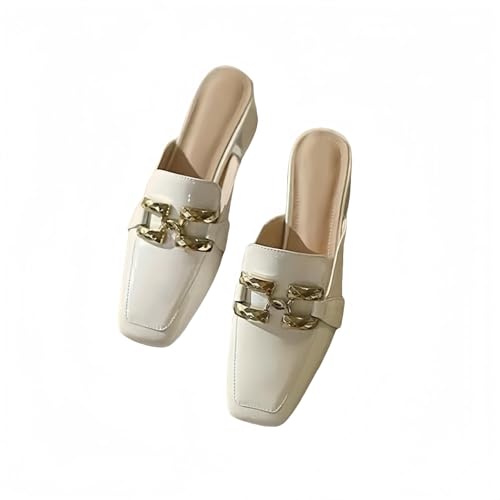 Fashion Sense modische Halbschuhe für Damen, Outdoor, mittelhoher Absatz, Sandalen mit quadratischem Absatz, beige, 36 EU von SHPEHU
