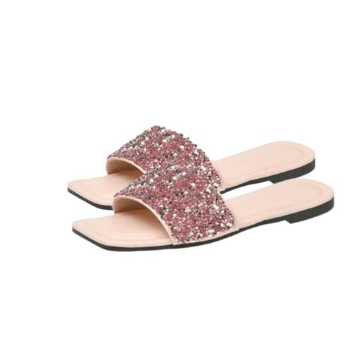 Fashion Sense modische Hausschuhe für Damen, Flip-Flops, flache Outdoor-Strand-Slides, rutschfest, weiche, dicke Sohle, Sandalen, rose, 40 EU von SHPEHU