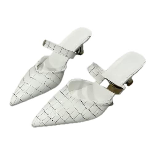Modische Hausschuhe mit spitzem Zehenbereich, lässige Damenschuhe, High Heels, Outdoor-Slipper, weiß, 36 EU von SHPEHU