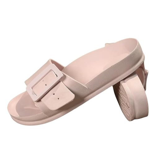 Sommersandalen für Damen, Sommer, Hausschuhe, Outdoor, Strand, flache Slides, verstellbare Schnalle, Hausschuhe, rose, 39/40 EU von SHPEHU