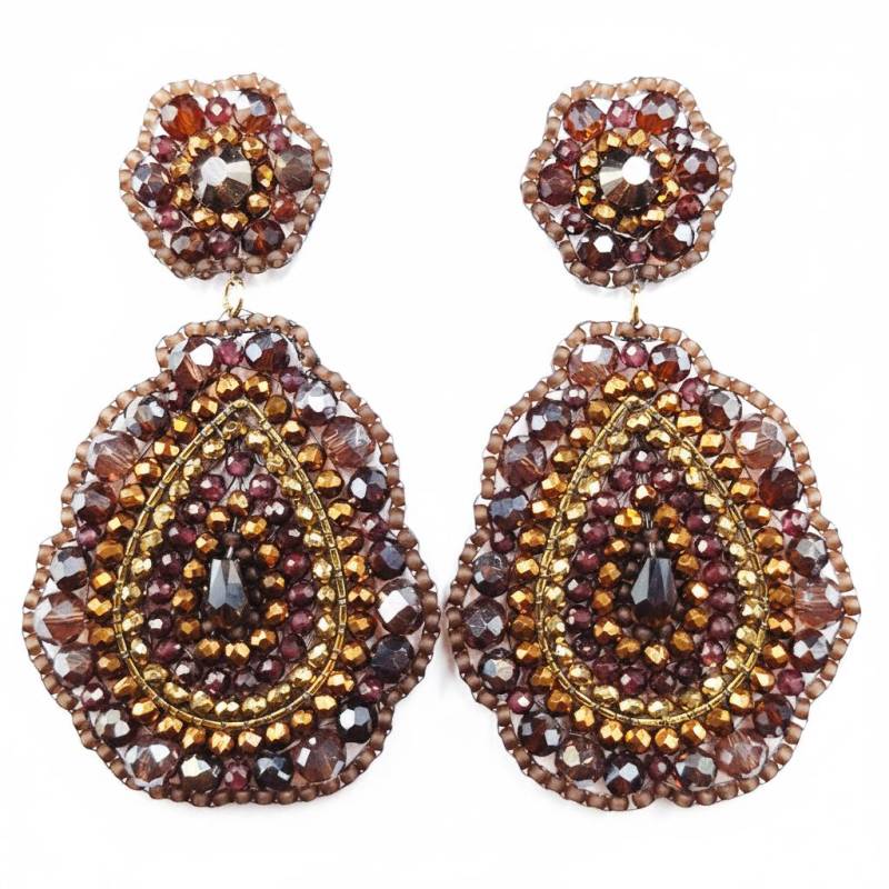 Boho Tropfen Ohrring Statement Kristall Perlen Bronze Gold von SHPearls