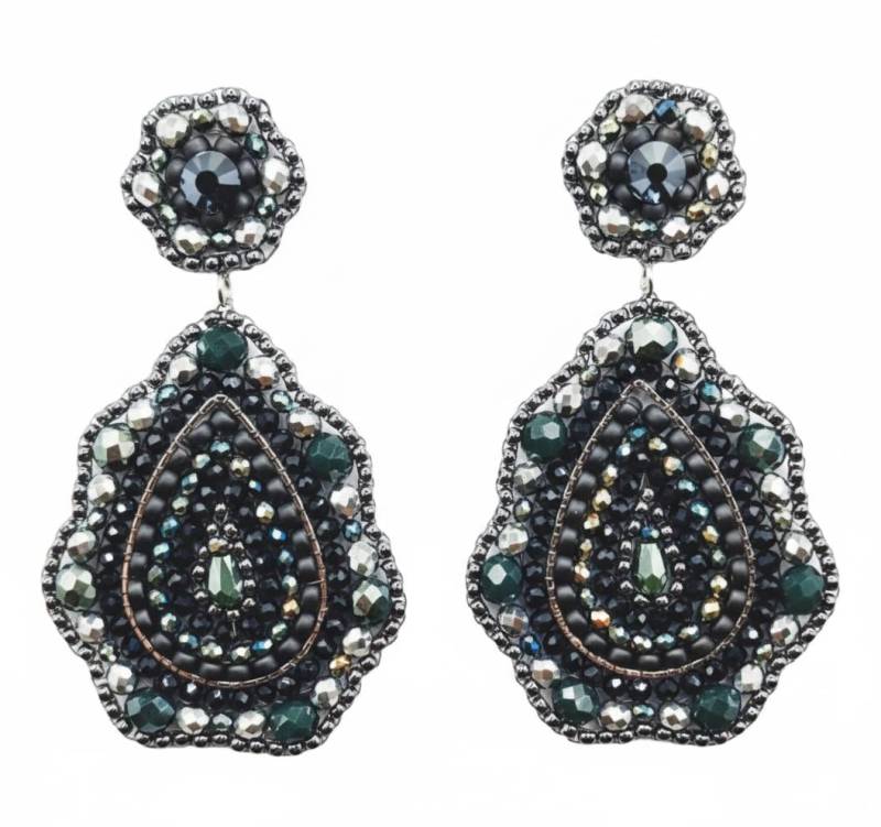 Ohrring Statement Tropfen Kristall Silber Petrol von SHPearls