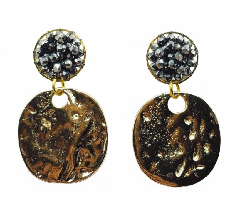 Ohrringe Gold Anthrazit Perlen Handgefertigt von SHPearls