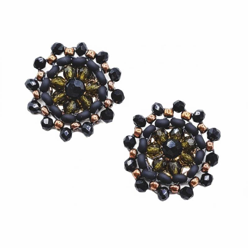 Ohrstecker Statement Schwarz Perlen Kristall Handgefertigt von SHPearls