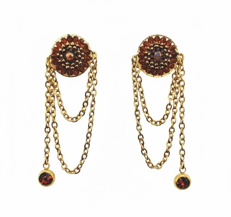 statement Ohrring Ketten Braun Kristall Boho Unikat von SHPearls