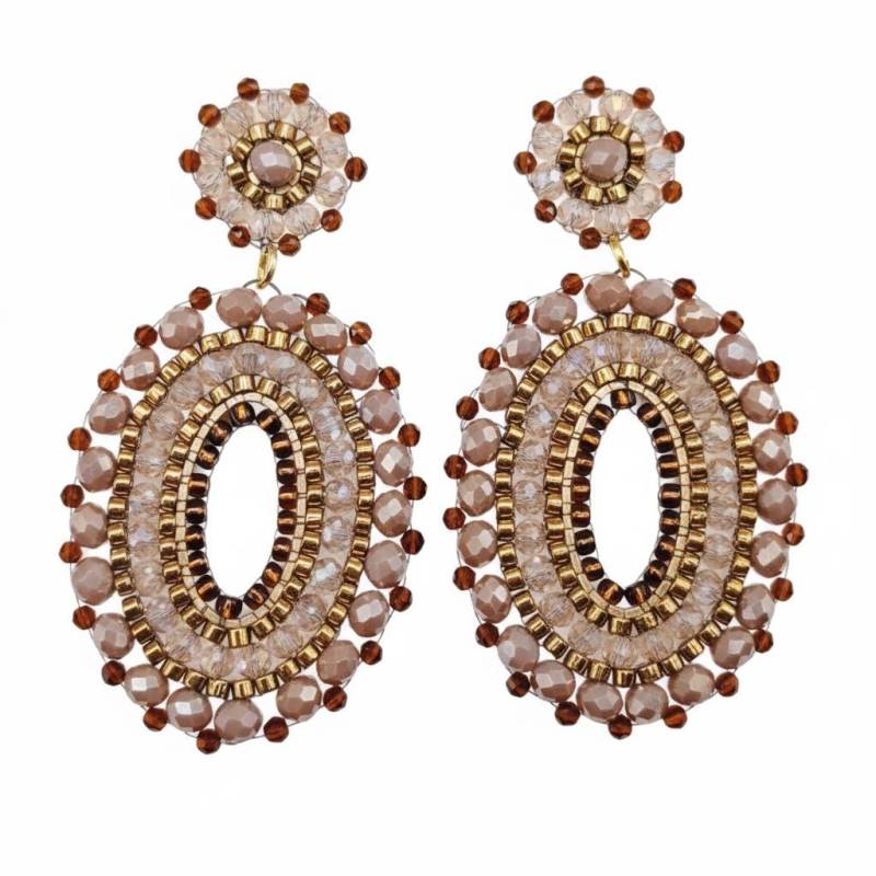statement Ohrring Kristallperlen Champagner Gold Einzelstück Handgefertigt von SHPearls