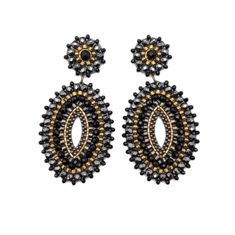 statement Ohrringe Edgy Perlen Schwarz Gold Unikat von SHPearls