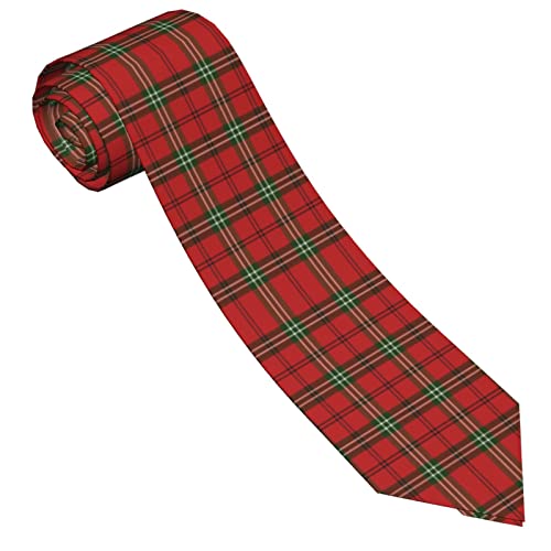 Herren Krawatte, Schottisches Karomuster, schmal, Seide, 8 cm, Rot / Grün von SHQD