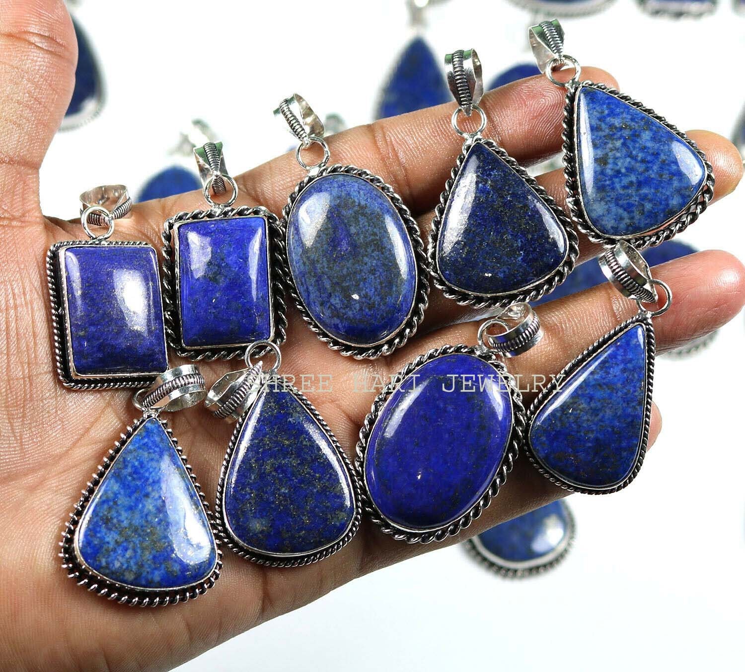 Natürlicher Blauer Lapislazuli Edelstein Anhänger, Versilberter Handgefertigter Multiple Design Für Männer Und Frauen von SHREEHARIJEWELS