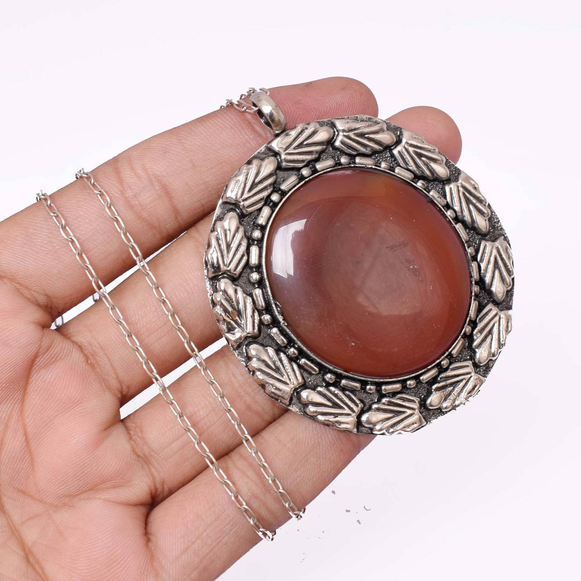 Wunderbare Natürliche, Braune Onxy, Mix Edelstein Anhänger Versilbert Handgemachte Form Größe Frauen Schmuck Geschenk, Sd.1 von SHREEHARIJEWELS