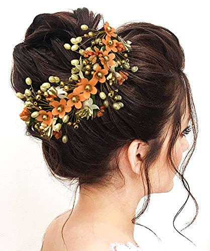 SHREEMEE Atrificial Flower Made Haarschmuck und Haarnadel für Frauen, Pfirsich, 1 Stück von SHREEMEE