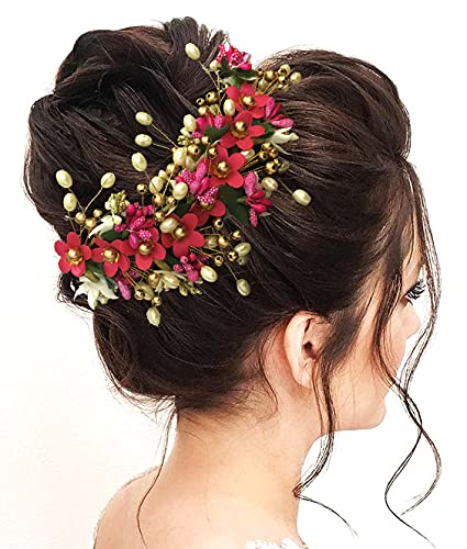 SHREEMEE Damen Haarschmuck und Haarnadel für Damen, mit atrifiziellen Blumen, Dunkelrosa, 1 Stück von SHREEMEE