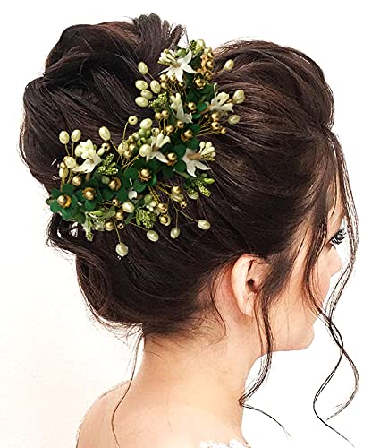 SHREEMEE Damen Haarschmuck und Haarnadel für Damen, mit atrifiziellen Blumen, Grün, 1 Stück von SHREEMEE