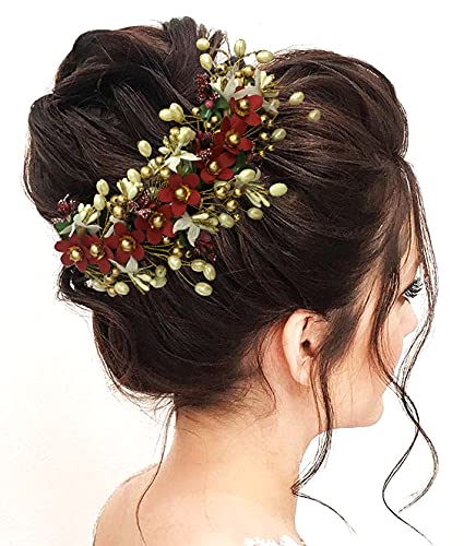 SHREEMEE Damen Haarschmuck und Haarnadel für Damen, mit atrifiziellen Blumen, Kastanienbraun, 1 Stück von SHREEMEE