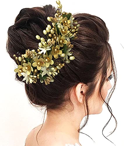 SHREEMEE Damen Haarschmuck und Haarnadel für Frauen, mit Blume, goldfarben, 1 Stück von SHREEMEE