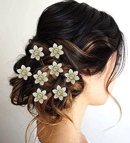 SHREEMEE Damen Weiß Haarschmuck Künstliche Blumen Braut Haarnadeln Clips Zubehör für Frauen von SHREEMEE