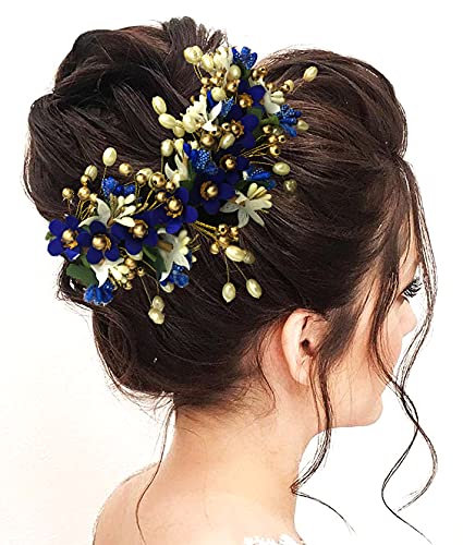 SHREEMEE Frauen Atrificial Flower Made Haarschmuck und Haarnadel für Frauen - Blau, 1 Stück von SHREEMEE