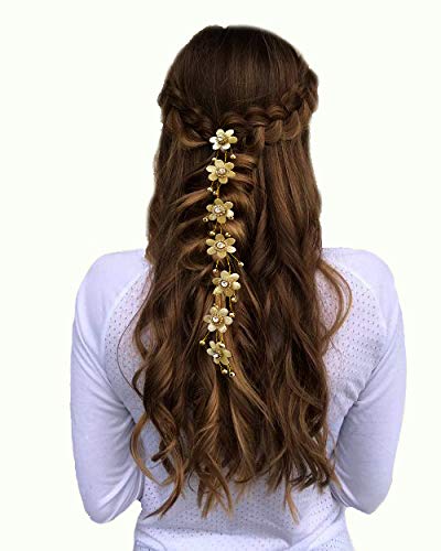 SHREEMEE Haarschmuck für Frauen Pins Künstliche Blumen Accessoires für Hochzeit (Golden), 1 Stück von SHREEMEE