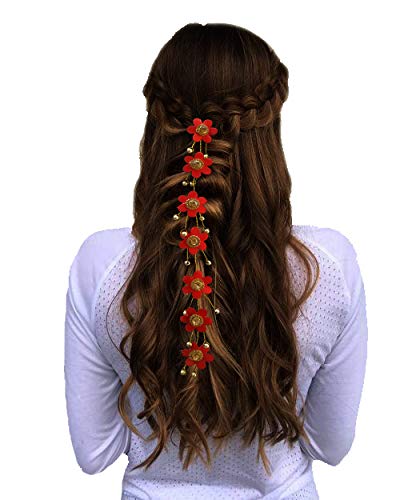 SHREEMEE Haarschmuck für Frauen Pins Künstliche Blumen Zubehör (rot) mittel von SHREEMEE