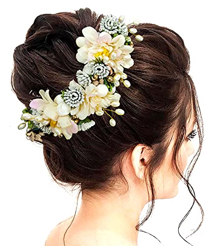 SHREEMEE Künstliche Blume Haarschmuck Und Haarnadel für Frauen - Beige von SHREEMEE