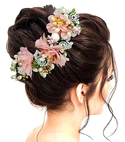 SHREEMEE Künstliche Blume Haarschmuck und Haarnadel für Frauen (Pfirsich) von SHREEMEE