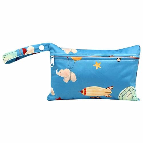 SHTGOI 2 Stück Windeltaschen Wetbag Organiser Beutel Wasserdicht Nasstaschen mit Reißverschluss 15 * 22.5cm Nappy Bags Stoffwindeln Taschen Wickeltasche für Kindergarten Baby Reisen Unterwegs 6# von SHTGOI