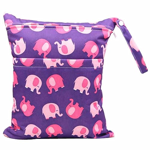 SHTGOI Baby Windeltaschen Nasstaschen Nasse und Trocken Wickeltasche Stoffwindeln Taschen Aufhängen Wetbag mit doppeltem Reißverschluss Wasserdicht Waschbar Organiser für Baby Reisen Unterwegs 1# von SHTGOI