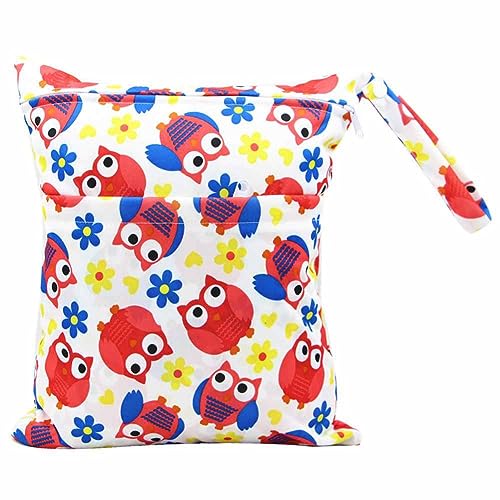 SHTGOI Baby Windeltaschen Nasstaschen Nasse und Trocken Wickeltasche Stoffwindeln Taschen Aufhängen Wetbag mit doppeltem Reißverschluss Wasserdicht Waschbar Organiser für Baby Reisen Unterwegs 12# von SHTGOI