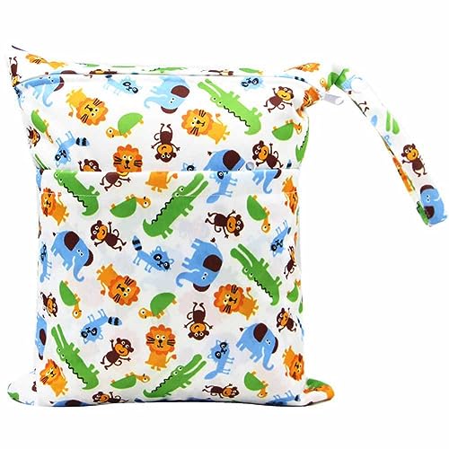 SHTGOI Baby Windeltaschen Nasstaschen Nasse und Trocken Wickeltasche Stoffwindeln Taschen Aufhängen Wetbag mit doppeltem Reißverschluss Wasserdicht Waschbar Organiser für Baby Reisen Unterwegs 18# von SHTGOI