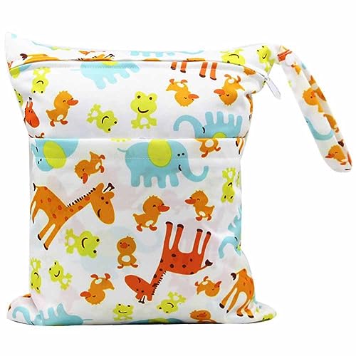 SHTGOI Baby Windeltaschen Nasstaschen Nasse und Trocken Wickeltasche Stoffwindeln Taschen Aufhängen Wetbag mit doppeltem Reißverschluss Wasserdicht Waschbar Organiser für Baby Reisen Unterwegs 21# von SHTGOI