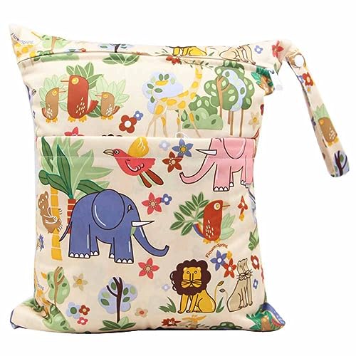 SHTGOI Baby Windeltaschen Nasstaschen Nasse und Trocken Wickeltasche Stoffwindeln Taschen Aufhängen Wetbag mit doppeltem Reißverschluss Wasserdicht Waschbar Organiser für Baby Reisen Unterwegs 22# von SHTGOI