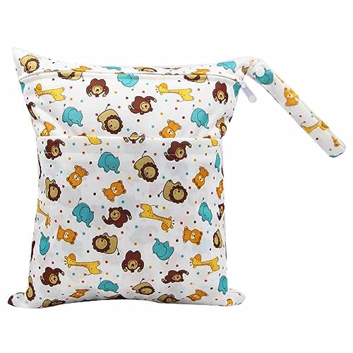 SHTGOI Baby Windeltaschen Nasstaschen Nasse und Trocken Wickeltasche Stoffwindeln Taschen Aufhängen Wetbag mit doppeltem Reißverschluss Wasserdicht Waschbar Organiser für Baby Reisen Unterwegs 28# von SHTGOI