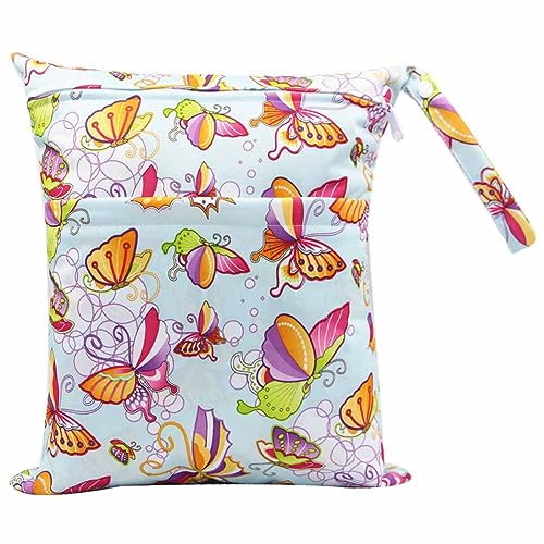 SHTGOI Baby Windeltaschen Nasstaschen Nasse und Trocken Wickeltasche Stoffwindeln Taschen Aufhängen Wetbag mit doppeltem Reißverschluss Wasserdicht Waschbar Organiser für Baby Reisen Unterwegs 35# von SHTGOI